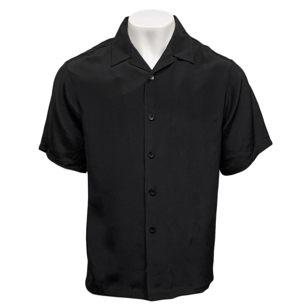 Anne Namba Silk Button-Up Shirt - Black